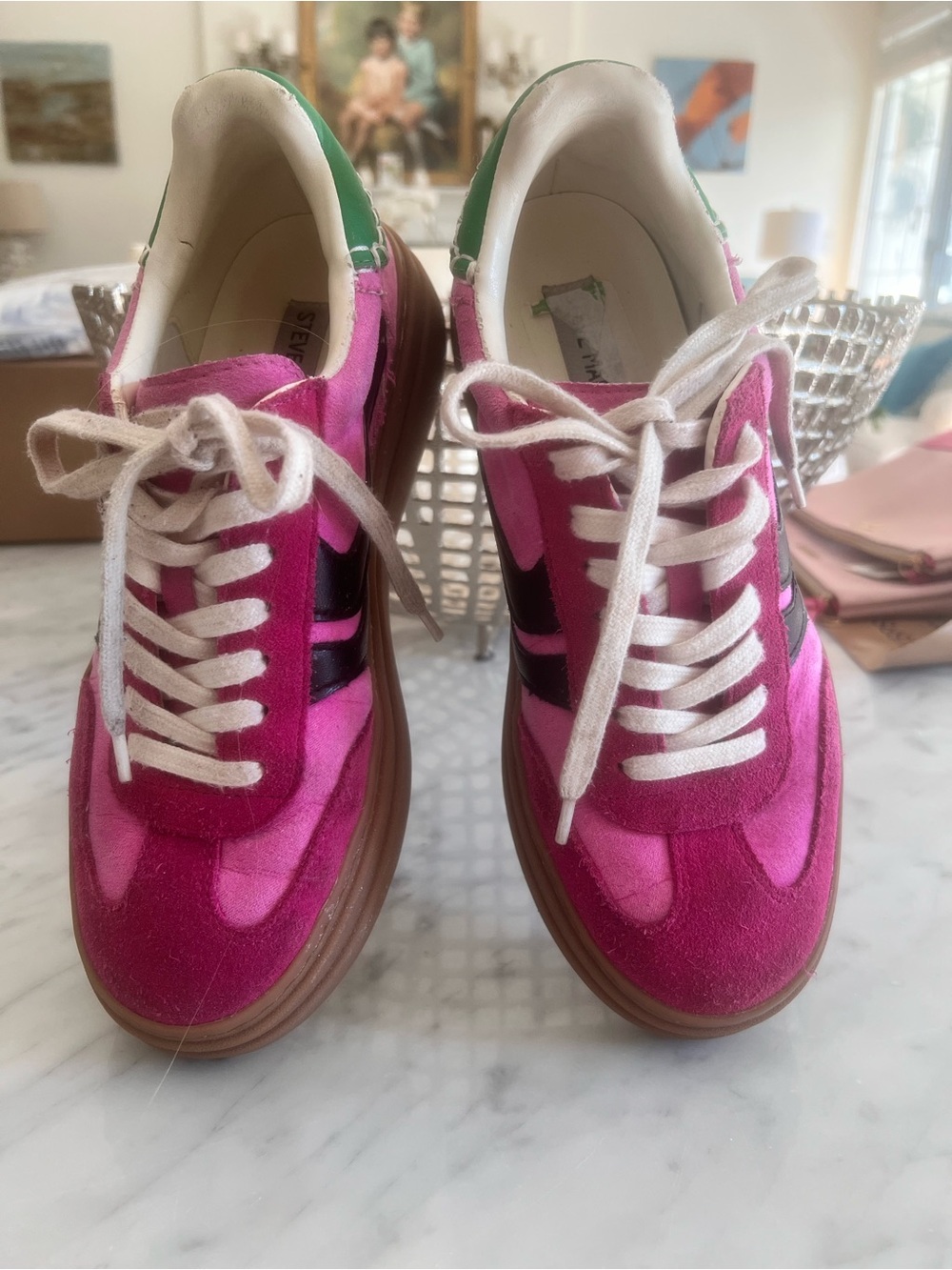 Steve Madden Pink Suede & Canvas Low-Top Sneakers. So fun! 7.5